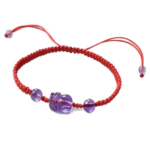 Armband Feng Shui Armband Amethyst Armband Pixiu Glücksbringer handgewebtes verstellbares Armband Chakra Armband Pi Yao zieht Reichtum Geld for Männer Frauen an, rotes Seil (Color : Red Rope) von Sudemota