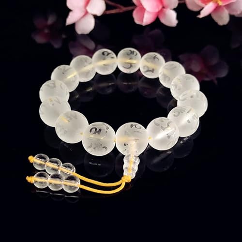 Armband Weißes Kristallperlen-Armband, Feng Shui Amulett-Armband, Paar-Armband, Sechs-Zeichen-Sprichwörter, Mantra-Armband, Reichtum, Geld und Glücks-Armband anziehen, buddhistischer Schmuck, Geschenk von Sudemota