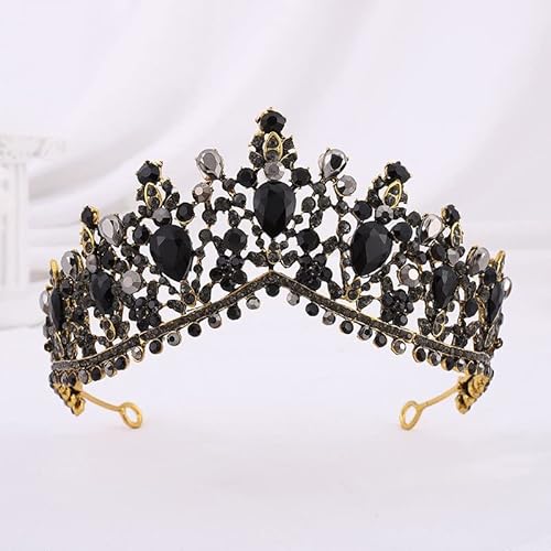 Brautkrone Königin Krone for Frauen, Luxus Vintage Strass Diademe Kronen Stirnbänder Braut Party Diadem Braut Hochzeit Haarschmuck Ornamente (Color : Nero) von Sudemota