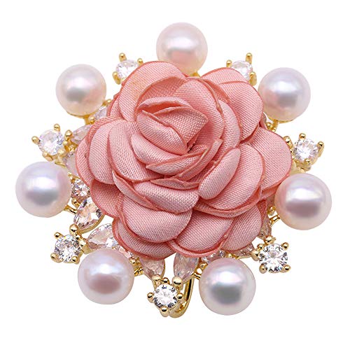 Broschen & Anstecknadeln Brosche mit roter Rose, flach, rund, weiß, Brosche, Hochzeit, Brautschal, Party, Kleid, Braut, Schmuck, Geschenke, Brautjungfer, Brosche for Frauen (Color : Rose 3) von Sudemota