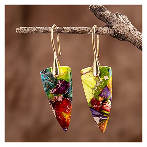 Frauen baumeln Ohrring 1 Paar Frauen Bunte Schild geformte Haken Ohrringe Ohrstecker Set (Size : Gold) von Sudemota