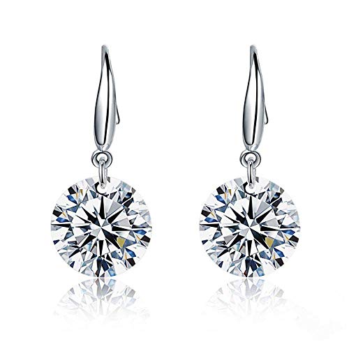 Frauen baumeln Ohrring Ohrringe Creolen Ohrstecker 925 Sterling Silber Zirkon Diamant Ohrringe for Damen Klassische Ohrringe Einfacher klarer Kubischer Zirkon Schmuck, 8 mm (Size : 10mm) von Sudemota
