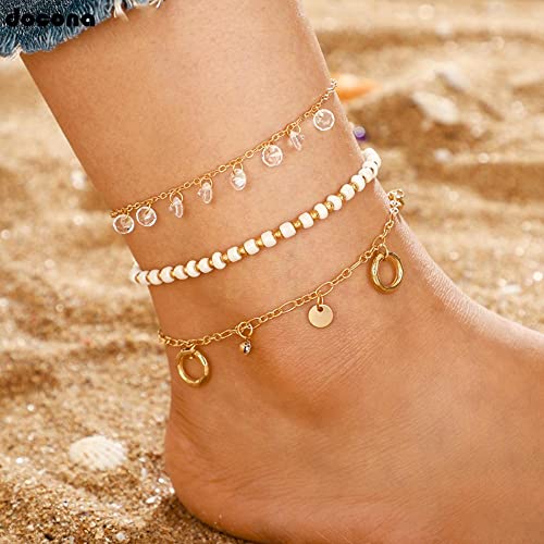 Fußkettchen 3pcs Boho Shiny Crystal Fußkettchen Armband mehrschichtige Pailletten Strang Perle elastische Fußkette for Frauen Strand Schmuck Fußkettchen 3pcs Boho Shiny Crystal Fußkettchen Armband mehrschichtige Pailletten Strang Perle elastische Fußkette for Frauen Strand Schmuck von Sudemota