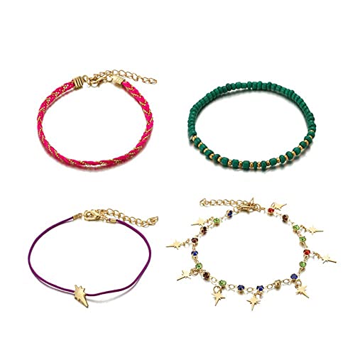 Fußkettchen 4 Stück/Set geometrische Sterne Quaste Knöchelkette Perlen Fußkettchen for Frauen Sommer Strand Fuß Schmuck Fußkettchen 4 Stück/Set geometrische Sterne Quaste Knöchelkette Perlen Fußkettchen for Frauen Sommer Strand Fuß Schmuck von Sudemota