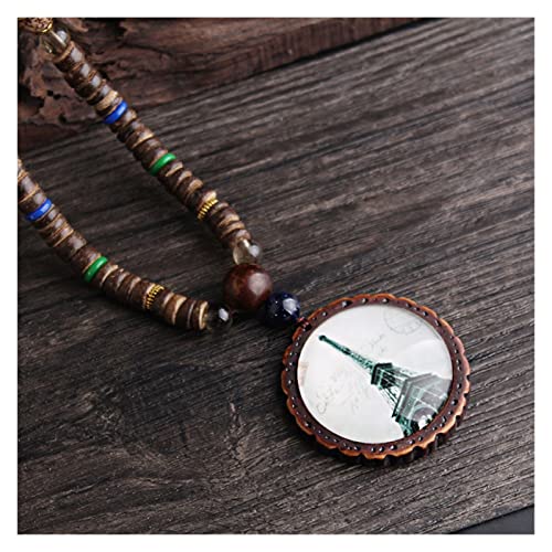 Halsketten 2021 Mode Pfauenfeder ethnische Halskette, Nepal Schmuck handgemachte Sandelholz Lange Pullover Vintage-Schmuck-Halskette, (Size : Style4) von Sudemota