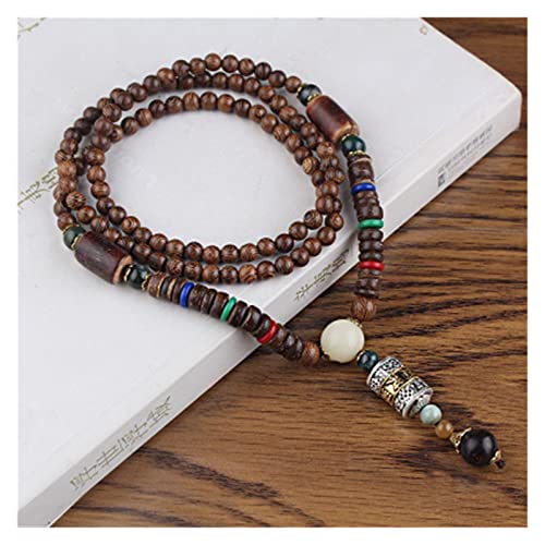 Halsketten 2021 New Vintage Ethnic Style Lotus Ox Horn Holz Perlen Stein Anhänger & Halsketten Erklärung Nepal Halskette Frauen Männer Schmuck (Size : Style6) von Sudemota
