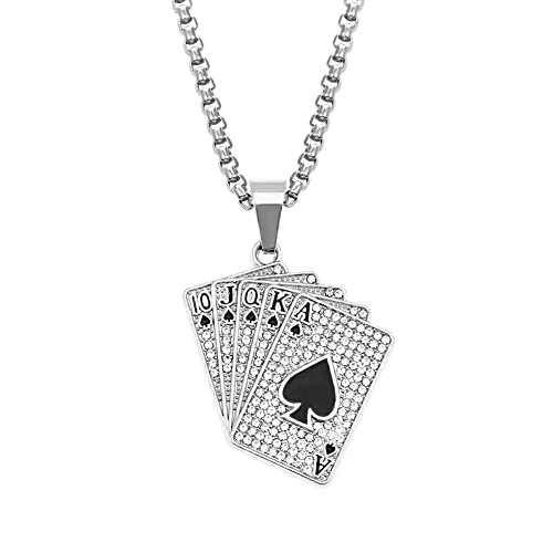Halsketten Damen-Halskette mit zierlichem Anhänger, Schmuck, Halsketten, Damen, Herren, Persönlichkeit, Spielkarte, Anhänger, Halskette, Hip-Hop-Schmuck, goldfarben, silberfarben, Halskette (Farbe: Si Halsketten Damen-Halskette mit zierlichem Anhänger, Schmuck, Halsketten, Damen, Herren, Persönlichkeit, Spielkarte, Anhänger, Halskette, Hip-Hop-Schmuck, goldfarben, silberfarben, Halskette (Farbe: Si von Sudemota