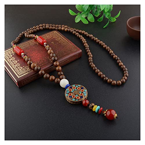 Halsketten Fashion Evade ethnische Halskette, die Blume der religiösen Vintage-Rundplatte Nepal-Schmuck, handgefertigte Vintage-Halskette (Size : 10) von Sudemota