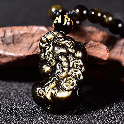 Halsketten Feng Shui Healing Crystal Halskette Gold Obsidian Lucky Pixiu mit drei alten Münzen Charm Geflochtene Schnur Perlenkette Halskette Reichtum Amulett Gewinnen Wohlstand Liebe Glück Geld, Seil Halsketten Feng Shui Healing Crystal Halskette Gold Obsidian Lucky Pixiu mit drei alten Münzen Charm Geflochtene Schnur Perlenkette Halskette Reichtum Amulett Gewinnen Wohlstand Liebe Glück Geld, Seil von Sudemota