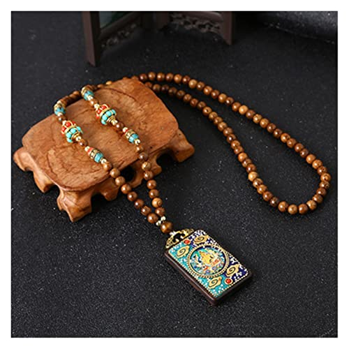 Halsketten Neue Retro Nepal Perlen Lange Pullover Halskette Elefant Ganesha Buddhistische Gebetskette Meditation Spiritueller Glücksamulett Schmuck (Size : Style5) von Sudemota