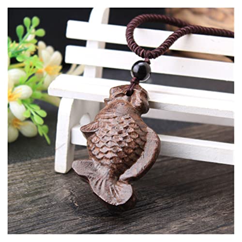 Halsketten Tibetan Ancient Jewelry Lucky Fish Fortune Holz Anhänger Retro Halskette Damen Lange Halskette (Color : Style19, Size : Other) von Sudemota
