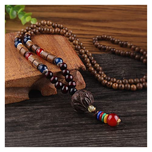 Halsketten Vintage Ethnic Style Lotus Ox Horn Holz Perlen Stein Anhänger & Halsketten Statement Nepal Halskette Damen Herren Schmuck (Size : Style2) von Sudemota