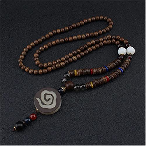 Halsketten Vintage ethnische Amulett Nepal buddhistische Mala Halskette Buddha Holzperlen Statement Halsketten Buddha Anhänger Halskette (Color : Style21, Size : 80) von Sudemota