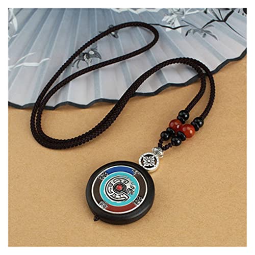 Halsketten Vintage ethnische handgemachte Lotus Ebenholz Thangka Anhänger;Halskette Elefant Fisch Statement nepalesische Halskette Damen Herren Glücksschmuck (Size : 17) von Sudemota