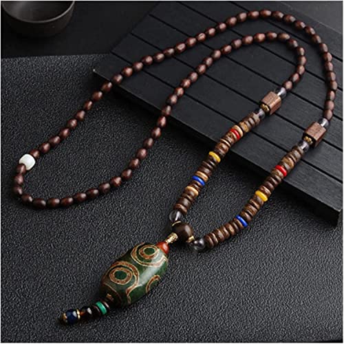 Halsketten Vintage handgemachte Nepal Halskette buddhistische Mala Holzperlen Anhänger Halskette ethnische Horn Fisch Lange Aussage Schmuck (Size : Style3) von Sudemota