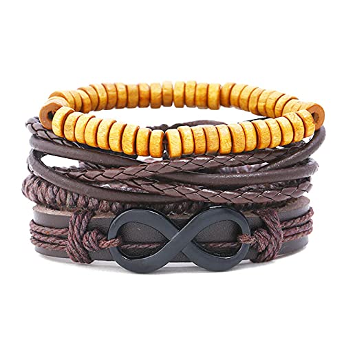 Sudemota Armband Charm-Lederarmband, mehrschichtiges Armband, Freundschafts-Charm-Armband for Frauen (Color : Brown) von Sudemota