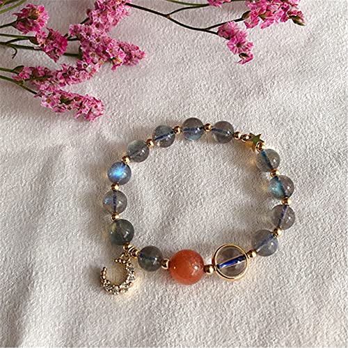 Sudemota Armband Feng Shui Kristallarmband Natürlicher Mondstein Glücksmond Davidstern Charme 925 Silber Armband Urlaub Schmuck Amulett Gewinnen Reichtum Geld Wohlstand Glück,A (Color : D) von Sudemota