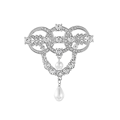 Sudemota Broschen & Anstecknadeln Klare Kristall-Strasssteine im Vintage-Stil, simulierte Perle, Tropfen-Hochzeitsbrosche Sudemota Broschen & Anstecknadeln Klare Kristall-Strasssteine im Vintage-Stil, simulierte Perle, Tropfen-Hochzeitsbrosche von Sudemota