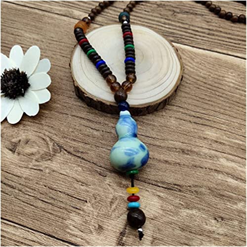 Sudemota Halsketten Handgefertigte Nepal-Halskette, buddhistische Mala-Holzperlen, Anhänger und Halskette, ethnischer Langer Statement-Schmuck (Size : Style22) von Sudemota