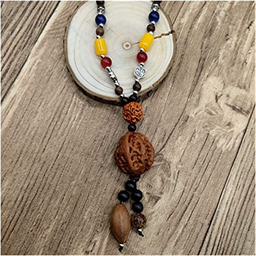 Sudemota Halsketten Handgefertigte Nepal-Halskette, buddhistische Mala-Holzperlen, Anhänger und Halskette, ethnischer Langer Statement-Schmuck (Size : Style27) von Sudemota