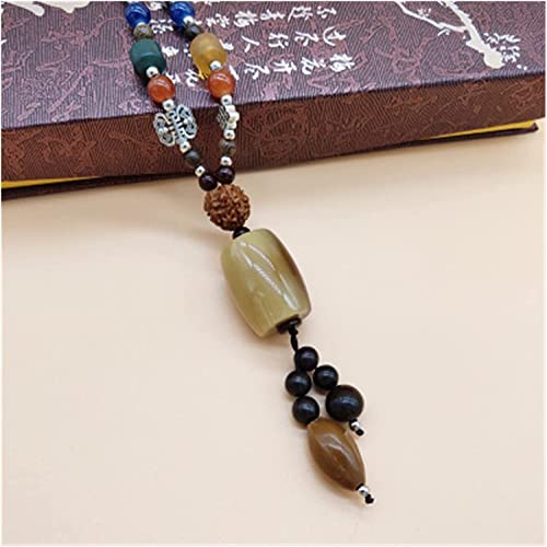 Sudemota Halsketten Handgefertigte Nepal-Halskette, buddhistische Mala-Holzperlen, Anhänger und Halskette, ethnischer Langer Statement-Schmuck (Size : Style8) von Sudemota