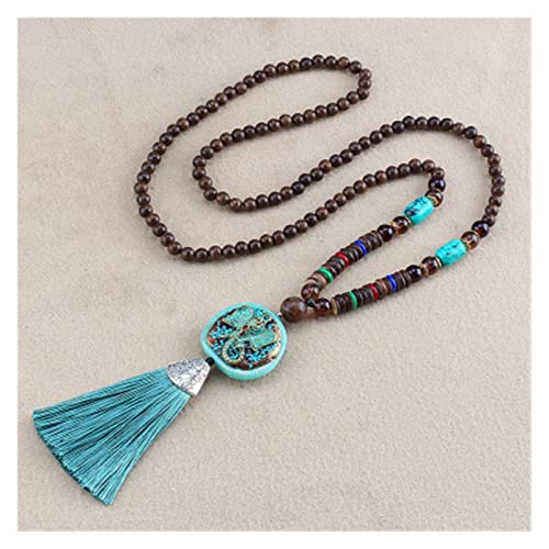 Sudemota Halsketten Handgemachte Quaste Nepal Perlen Anhänger Halskette Holzperlen Langkettige Schmuck Frauen Geschenke (Size : Style7) von Sudemota