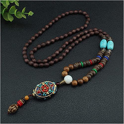 Sudemota Halsketten Nepal Peace Marke Buddha Perlenkette männlich exotische Lange Pullover Kette Zubehör weibliche Holzperlenkette (Size : Style1) von Sudemota