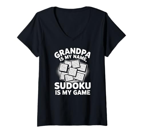 Damen Opa ist mein Name Sudoku ist mein Spiel T-Shirt mit V-Ausschnitt Damen Opa ist mein Name Sudoku ist mein Spiel T-Shirt mit V-Ausschnitt von Sudoku Enthusiast Grandpa Puzzle Solver