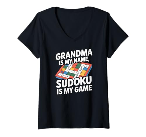 Damen Oma ist mein Name Sudoku ist mein Spiel T-Shirt mit V-Ausschnitt Damen Oma ist mein Name Sudoku ist mein Spiel T-Shirt mit V-Ausschnitt von Sudoku Grandma Puzzle Fun Solver