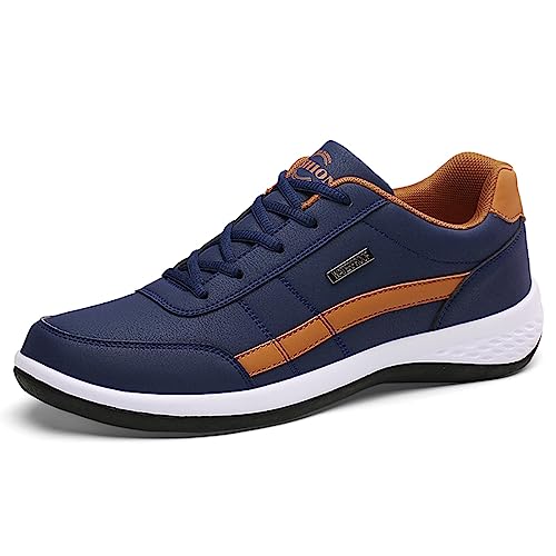 Sudychen Freizeitschuhe Herren Sneaker PU Leder Walkingschuhe Atmungsaktive Turnschuhe Laufschuhe Athletic Formal Sportschuhe Schwarz weiß Bla (Blau, 44) von Sudychen