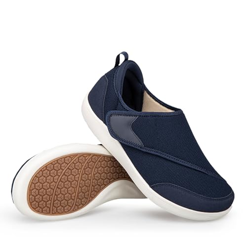 Sudychen Schuhe Damen Herren Extra Weit mit Klettverschluss Walkingschuhe Leichte Hausschuhe Freizeitschuhe für Geschwollene Füße 36-45 von Sudychen