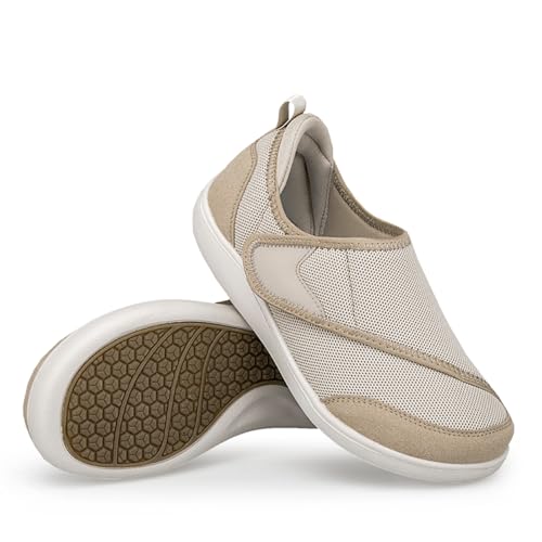 Sudychen Schuhe Damen Herren Extra Weit mit Klettverschluss Walkingschuhe Leichte Hausschuhe Freizeitschuhe für Geschwollene Füße 36-45 von Sudychen