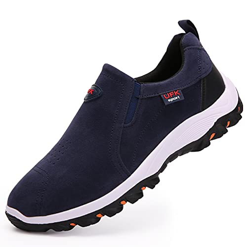 Sudychen Wildleder Leder Sneaker Slip On Sportschuhe Outdoor Laufschuhe Atmungsaktiv Low Top Turnschuhe Leichtgewicht Walking Schuhe Flache Freizeitschuhe von Sudychen