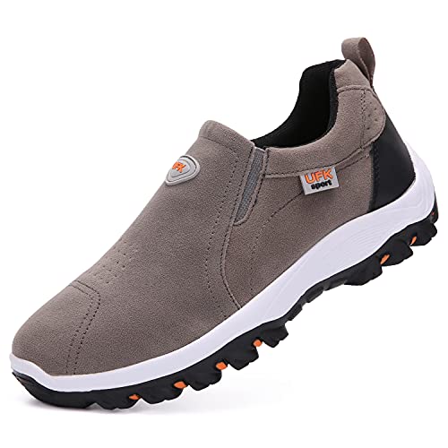 Sudychen Wildleder Leder Sneaker Slip On Sportschuhe Outdoor Laufschuhe Atmungsaktiv Low Top Turnschuhe Leichtgewicht Walking Schuhe Flache Freizeitschuhe von Sudychen