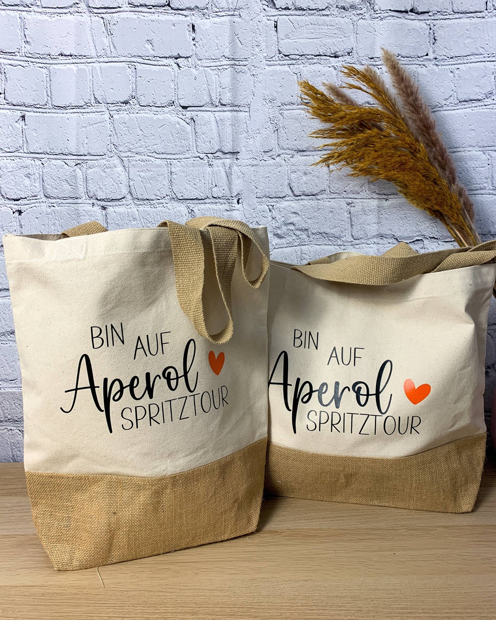 Juteshopper "Bin Auf Aperol Spritztour" Als Geschenkidee Für Die Beste Freundin, Einkaufstasche Mit Spruch, Geburtstagsgeschenk von SueBeCreative