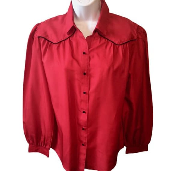 Panhandle Slim Bluse Vintage 70Er 80Er Jahre Rot Schwarz Paspol Western Cowgirl 12 Panhandle Slim Bluse Vintage 70Er 80Er Jahre Rot Schwarz Paspol Western Cowgirl 12 von SueLovesVintageShop