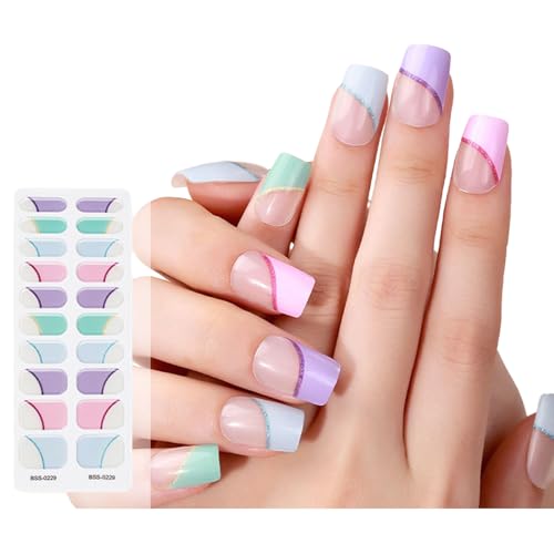 20 Stück Halbgehärtete Gel Nagelstreifen Für Frauen Gel Nagelaufkleber Langlebige Gel Nagelfolien Mit Weichem Glänzendem Gel Finish von SueaLe
