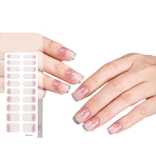 20 Stück Langlebige Halb Ausgehärtete Nagelaufkleber Französischen Stil Halb Ausgehärtete Gel Nagelstreifen Nagellackstreifen Für Frauen von SueaLe