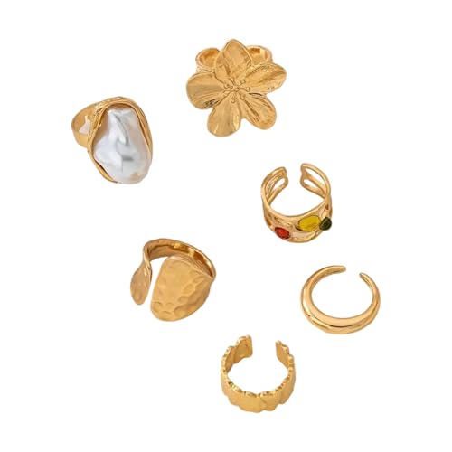 6 Teilige Punkstile Verstellbare Offene Ringe Set Für Frauen Und Männer Trendige Legierungsschmuck Geschenk Für Geburtstage Und Besondere Anlässe Mischen Sie Passende Punkringe von SueaLe