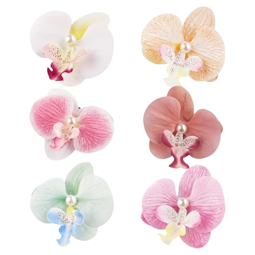 6pcs Orchideen Haarclip Flower Entenbill Clip Für Frauen Strand Tragen Urlaub Kopfbedeckung Accessoires von SueaLe