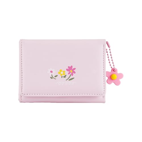 Blumendruck Brieftaschen Für Frauen Mädchen PU Ledermünze Geldbörse Triufold Brieftasche Münzbeutel Kartenhalter Schöne Wechselgeldbetrieb PU Leder Wechsel Floraldruck Brieftasche Einfach Mit von SueaLe