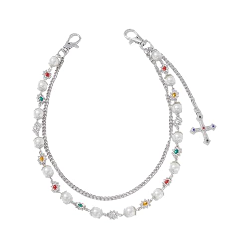 Einstellbare Legierungs Imitation Perlen Gekreuzte Hosen Kette Taille Leichtgewichtetes Hip Hop Schmuck Für Frauen Modegekreuzte Pendellgürtelzubehör von SueaLe