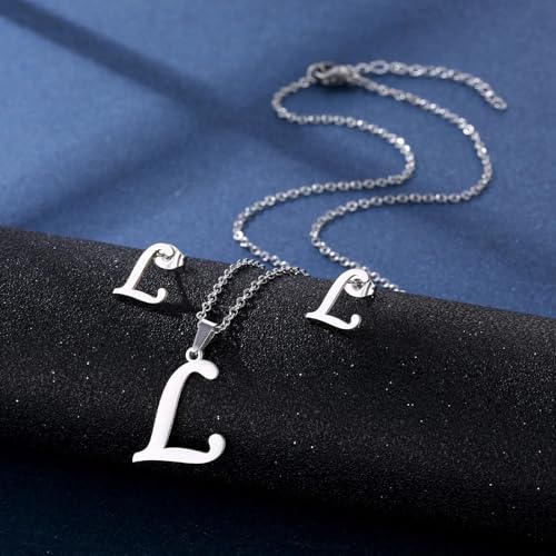 Einzigartige Buchstaben Halskette Punkohrschmuck Edelstahl Kettenkette Halskette Ohrringe Set Für Tägliche Verschleiß Und Partys Buchstaben Ohrschmuck Für Frauen von SueaLe
