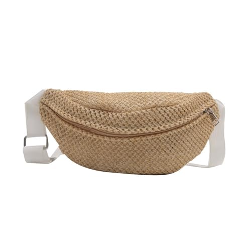 Elegant Gewebte Stroh Umhängetasche Mit Verstellbarem Riemen Lässig Strand Urlaub Crossbody Brust Reißverschlussbeutel Verstellbarer Riemen von SueaLe