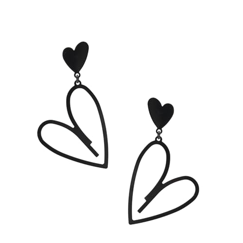 Elegante Schwarze Herzschstene Geformte Ohrringe Bequeme Leichtmetallschmuck Modische Ohrhörer Für Alltägliche Kleidung Party Ohrringe von SueaLe