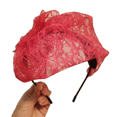 Fascinator Tea Party Spitzen Mesh Stirnband Cocktail Tea Party Kopfbedeckung Für Damen Stirnband Stofffalten Haarband Spitzen Stirnbänder Für Damen Slip von SueaLe