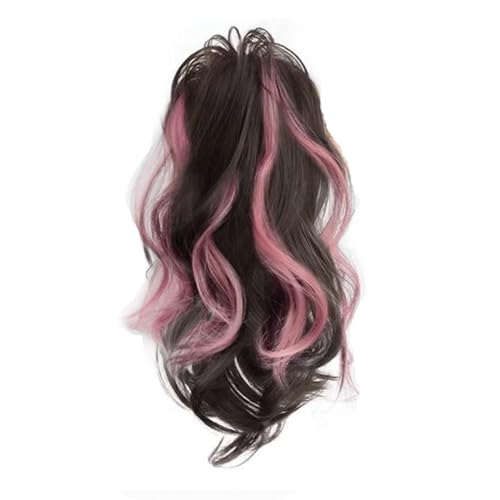 Frauen Wasserfall Klauenclip In Pferdeschwanzverlängerung Synthetisches Haar Mit Farbhighlight Für Müheloses Styling Und Den Ganzen Tag Halten Synthetische Faserhaarclips Mit Highlights von SueaLe