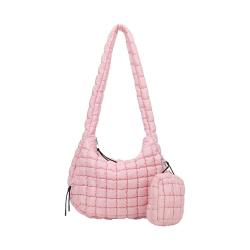 Frauen Winter Großer Gesteppter Puffer Umhängetasche Mit Reißverschlussbecher Mehrzweckleichter Crossbody Carryall Tasche Nylon Schulter von SueaLe