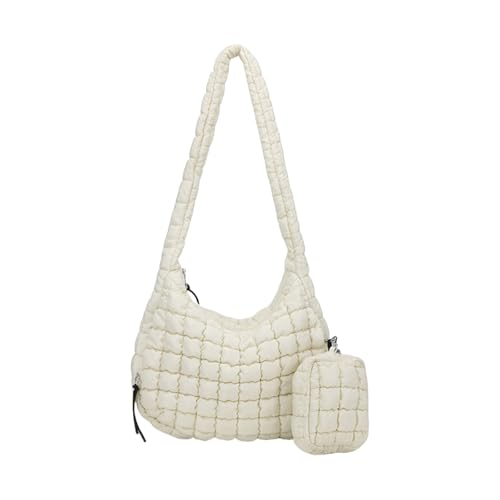 Frauen Winter Großer Gesteppter Puffer Umhängetasche Mit Reißverschlussbecher Mehrzweckleichter Crossbody Carryall Tasche Nylon Schulter von SueaLe