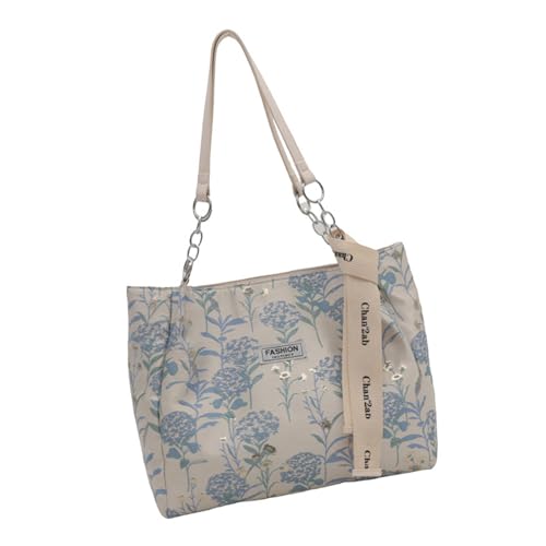 Gestickte Florale Handtasche Canvas Umhängetasche Mit Weicher Struktur Und Innentaschen Große Kapazität Henkeltasche von SueaLe
